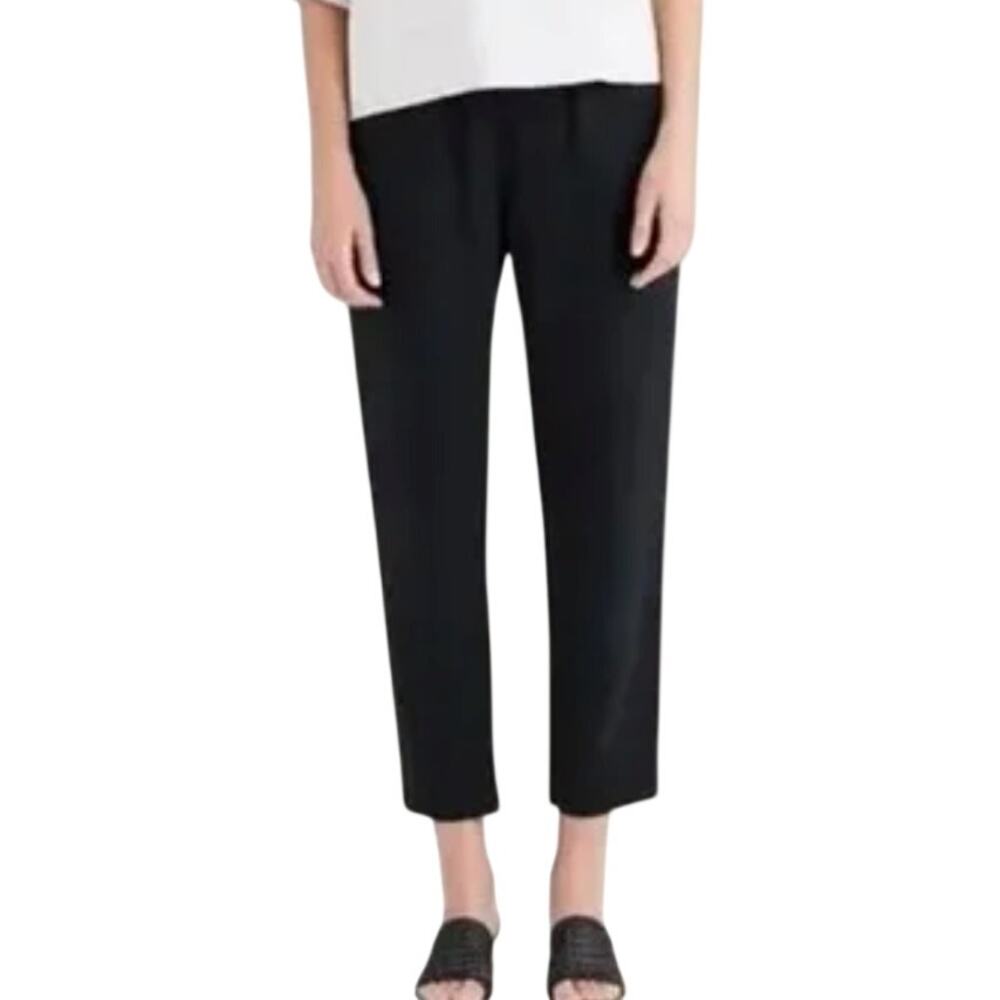 Vetta Black Pleated Tencel Tapered Leg Work Office Pants size 10 Made in the USA